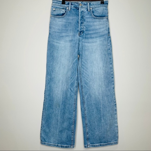 Free People Denim - Free People High Waisted Button Fly Cropped Light Wash Jeans Size 25
